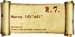 Maros Tádé névjegykártya